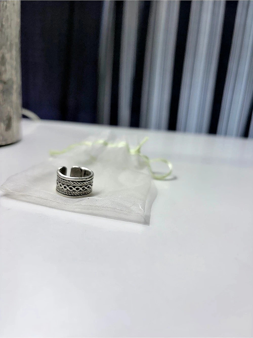Silver-Tone Engraved Ring